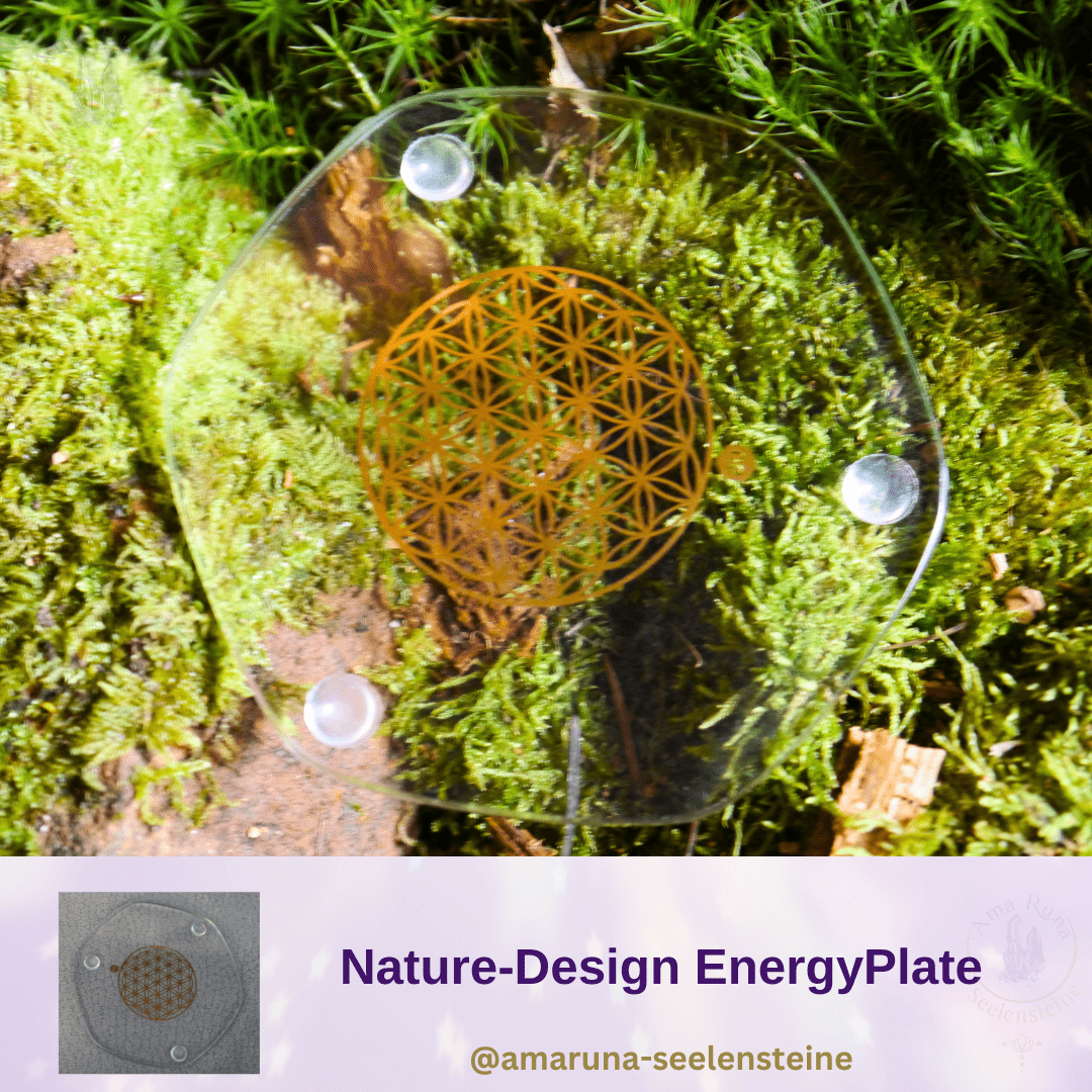 Blume des Lebens Vorlegeplatte Gold klein – EnergyPlate zum Aufwerten von Wasser und Speisen