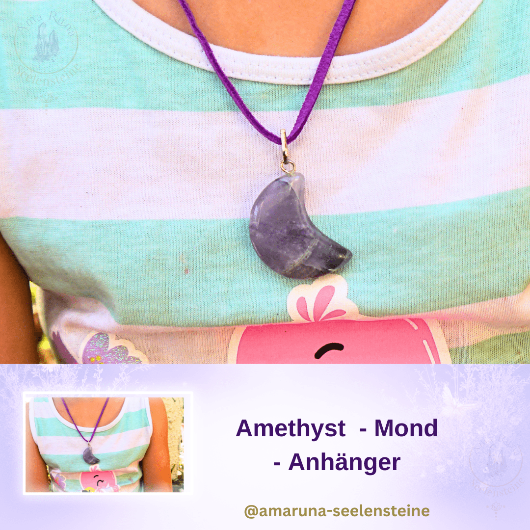 Amethyst Mond Anhänger für Mädchen – fördert innere Ruhe, klaren Kopf und erholsamen Schlaf