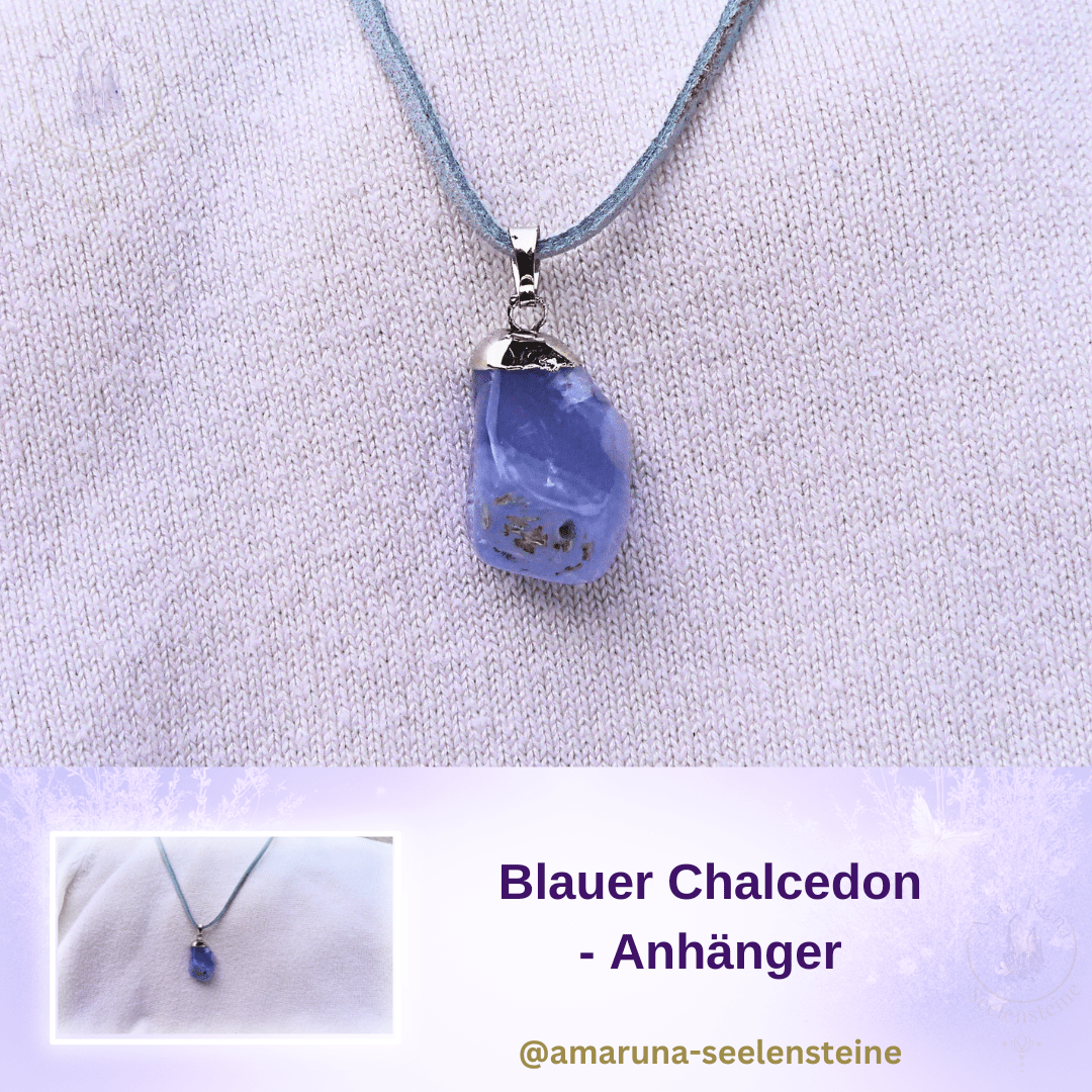 Blauer Chalcedon Anhänger für Mädchen – fördert klare und selbstbewusste Kommunikation und hilft bei Schüchternheit
