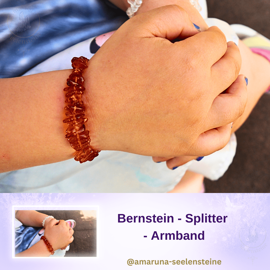 Bernstein Splitterarmband für Mädchen – bringt warme Geborgenheit und hilft bei Unruhe und Trennungsangst