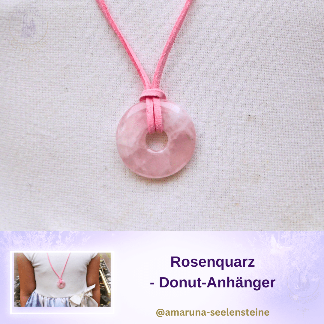Rosenquarz Donut-Anhänger – Herzensk rieger für Kinder für Selbstwert, emotionale Stärke und ein starkes, warmes Herz