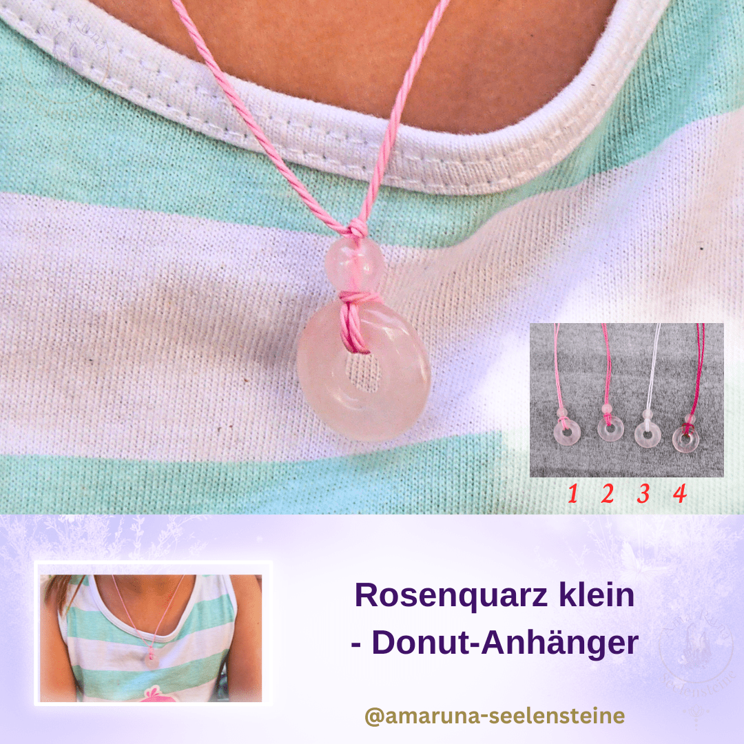 Rosenquarz Donut-Anhänger mit kleiner Kugel – sanfter Begleiter für Mädchen für Selbstliebe, Trost und Geborgenheit