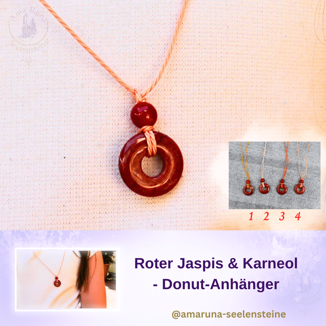 Roter Jaspis & Karneol Donut-Anhänger – starker und herzlicher Begleiter für Mädchen für Selbstvertrauen, Mut und Lebensfreude