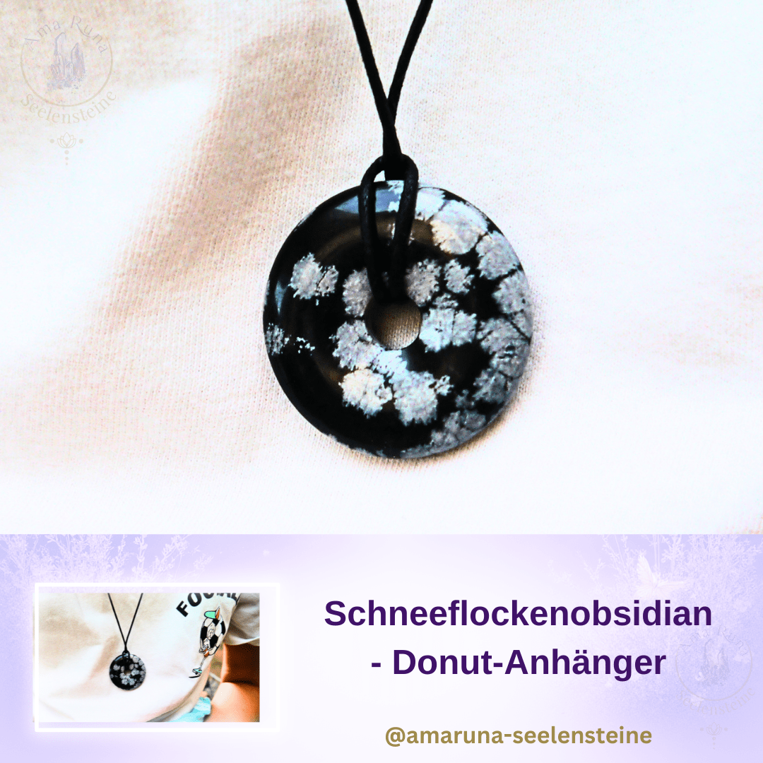 Schneeflockenobsidian Donut-Anhänger – Schützender Wächter für Kinder für Schutz, Balance und innere Stärke