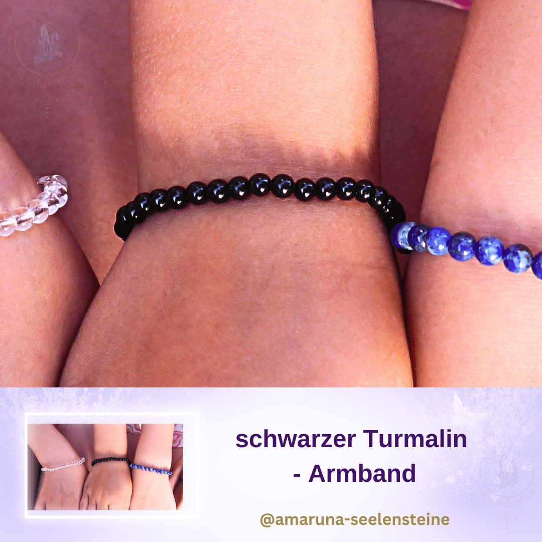 Schwarzer Turmalin Kinderarmband für Mädchen – schenkt Sicherheit und schützt vor negativen Einflüssen und Ängsten
