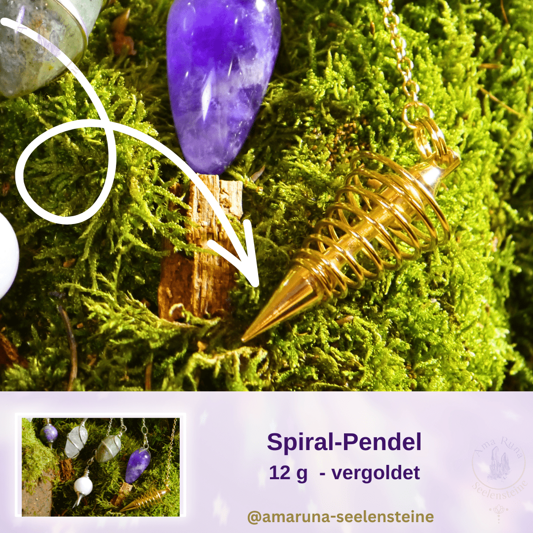 Vergoldetes Spiral-Pendel (12 g) – fördert klare Rückmeldungen, Entwicklung und einen guten Energiefluss.