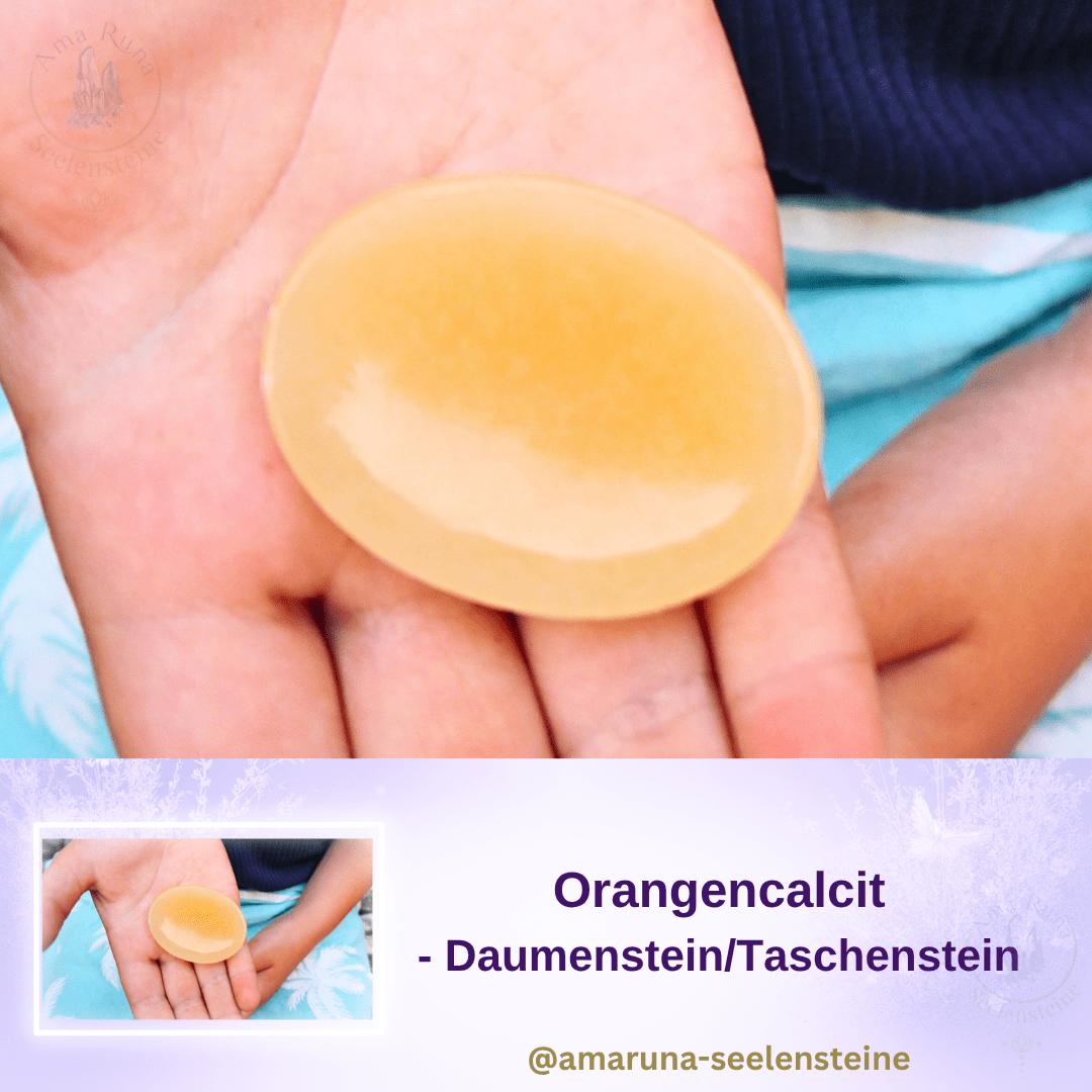 Orangencalcit Daumenstein – Energiebooster für Kinder für Power, Motivation und gute Laune