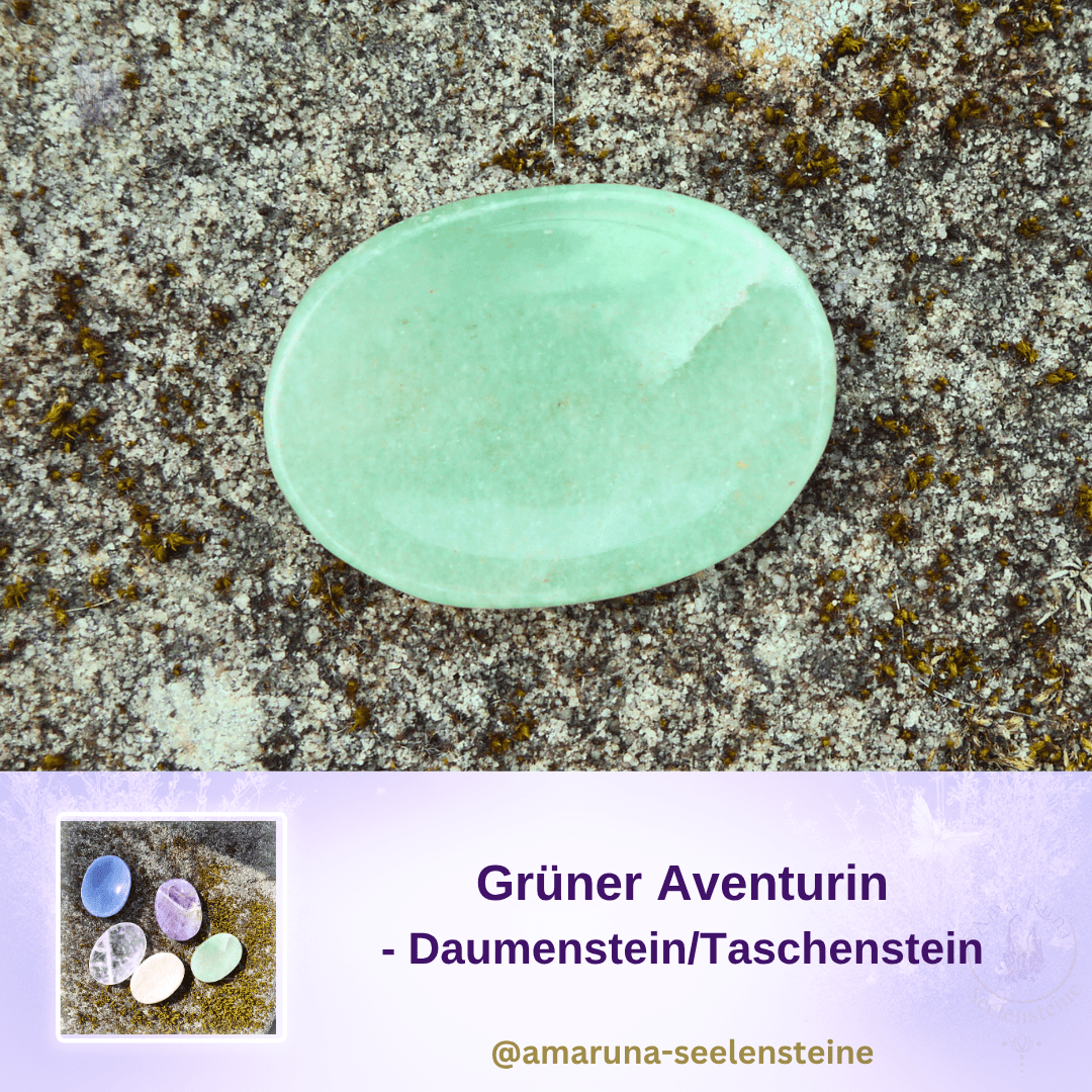 Grüner Aventurin Daumenstein – Glücksstein für Kinder für gute Laune, Motivation und positives Glückgrüner Aventurin