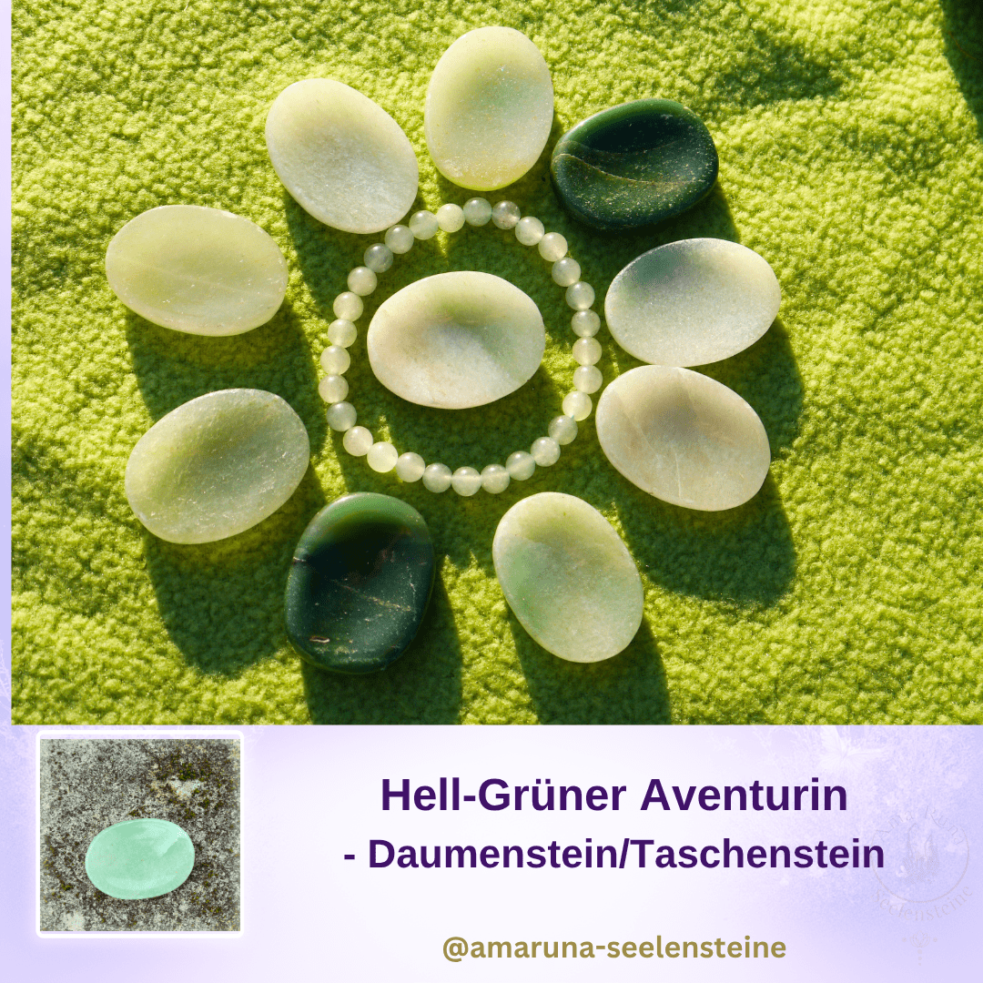 Grüner Aventurin Daumenstein – Glücksstein für Kinder für gute Laune, Motivation und positives Glück