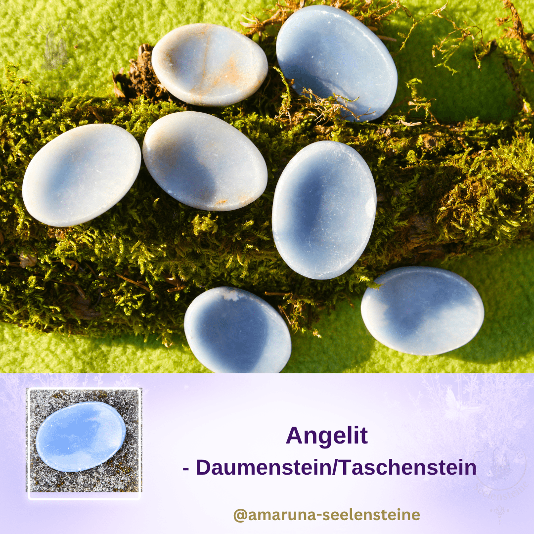 Helle Angelit Daumensteine – beruhigender Friedensstein für Kinder für innere Ruhe, Gelassenheit und emotionale Stabilität