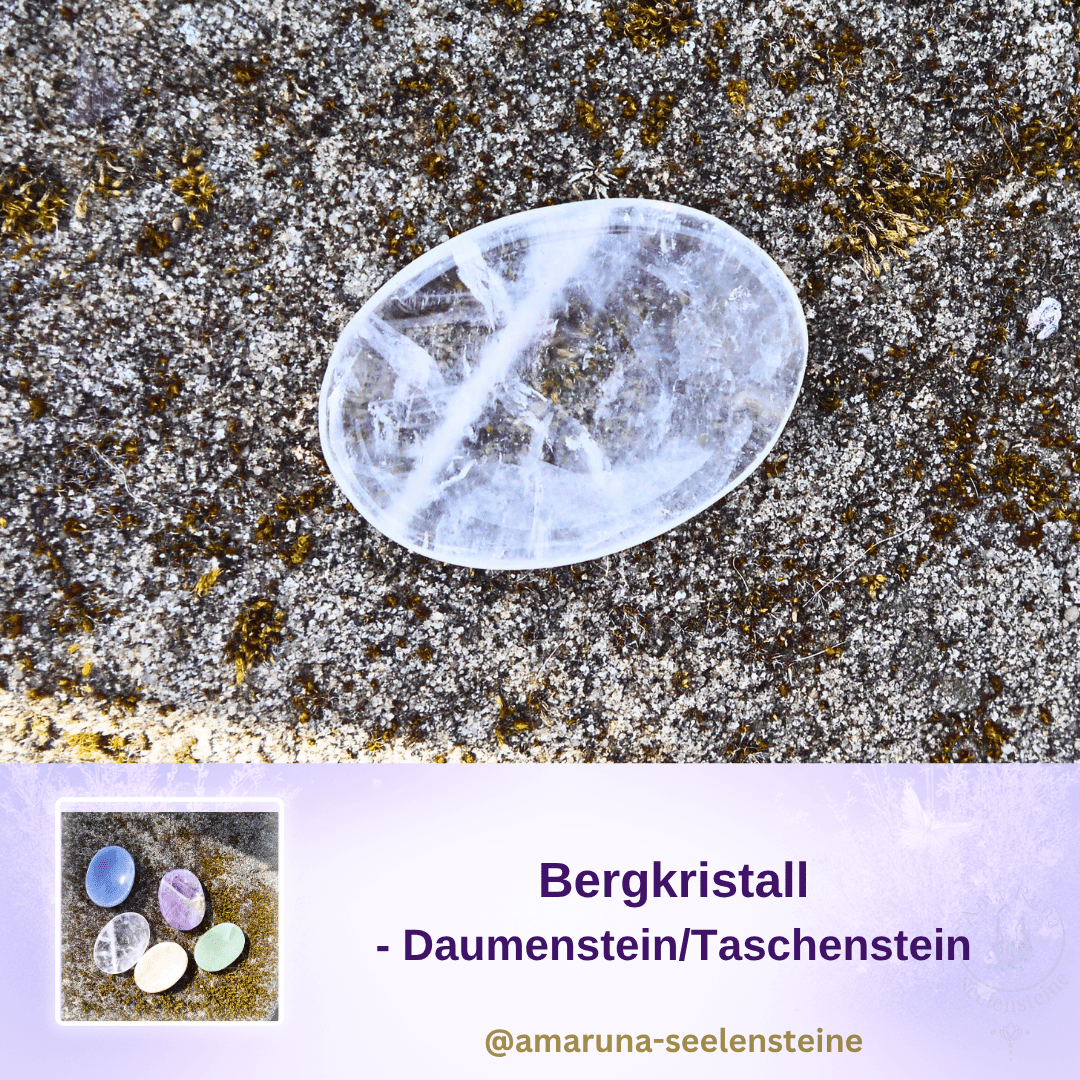 Klarer Bergkristall Daumenstein – Zauberkristall für Kinder für klaren Kopf, bessere Konzentration und frische mentale Energie
