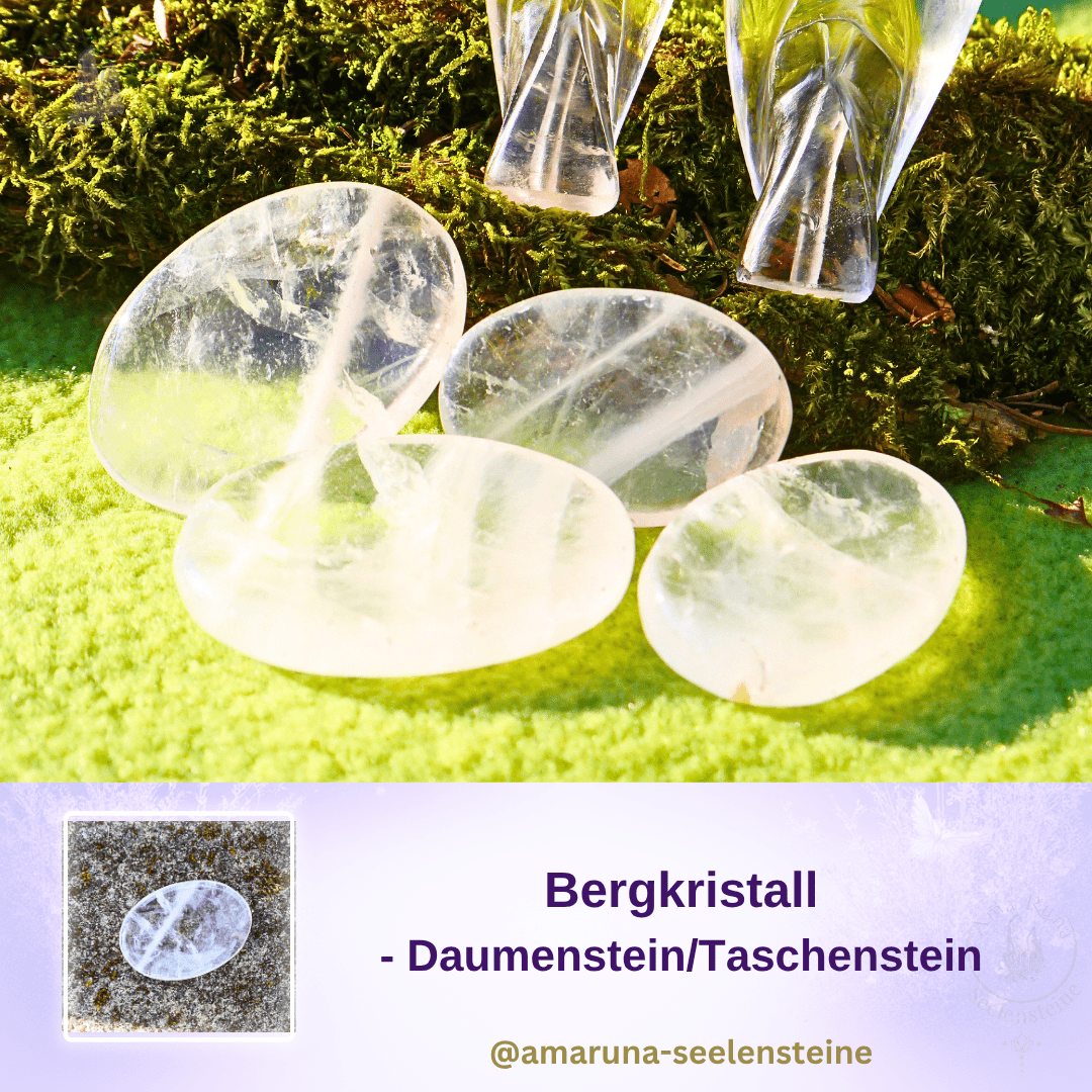 Klarer Bergkristall Daumenstein – Zauberkristall für Kinder für klaren Kopf, bessere Konzentration und frische mentale Energie