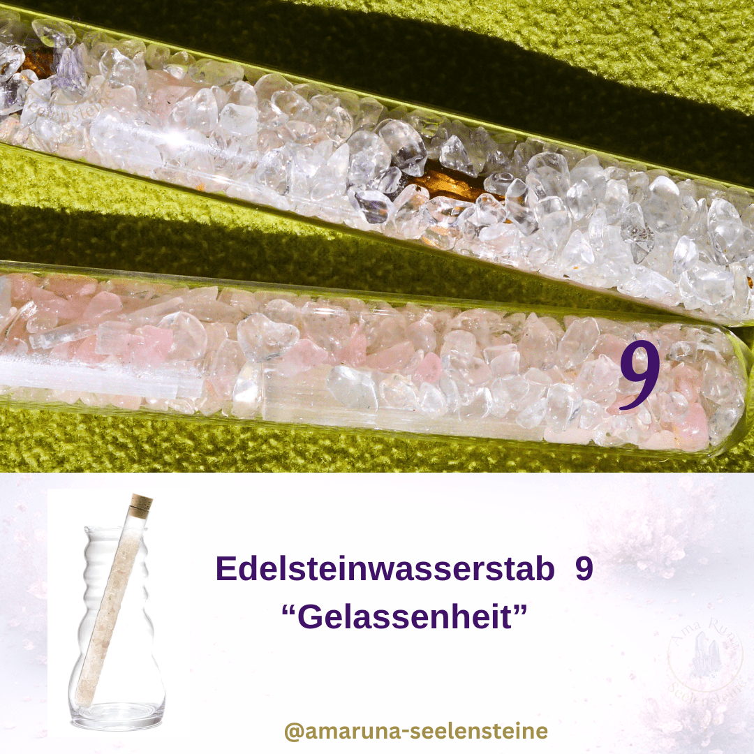 Edelsteinstab Gelassenheit mit Selenit, Rosenquarz und Bergkristall für innere Ruhe und emotionalen Frieden