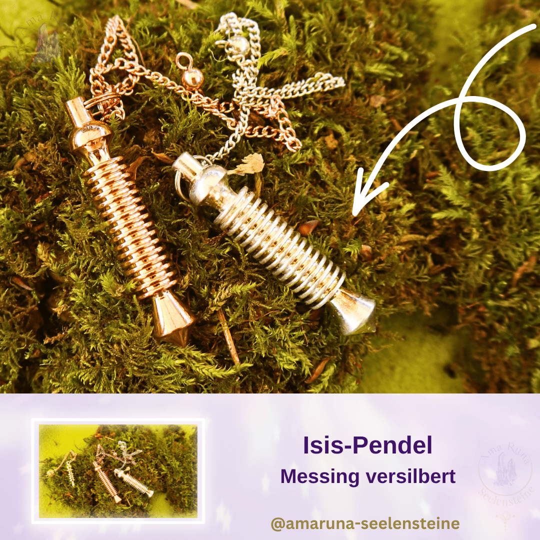 Klares Isis-Pendel aus versilbertem Messing – fördert Heilung, Schutz und emotionale Balance mit sanfter, deutlicher Antwortkraft.