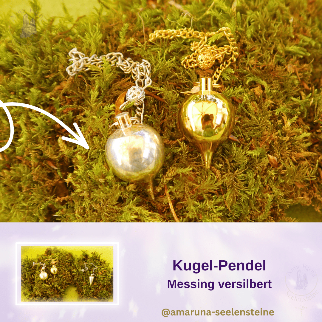 Ausgewogenes Kugel-Pendel aus versilbertem Messing – fördert klare, neutrale und ehrliche Antworten bei täglichen Fragen.