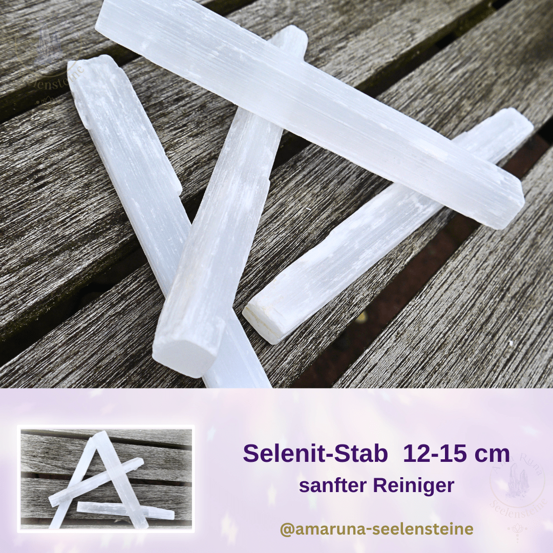 Weißer Selenit-Stab (12–15 cm) – sanfter Reiniger zur energetischen Reinigung und Aufladung von Heilsteinen und Schmuck. Weißer Selenit-Stab (12–15 cm) – sanfter Reiniger zur energetischen Reinigung und Aufladung von Heilsteinen und Schmuck.