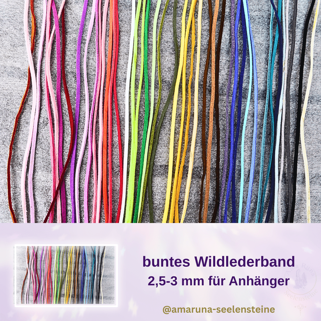 Buntes Wildlederband 2,5–3 mm – weiches Band in vielen Farben, ideal für Anhänger und Donuts.