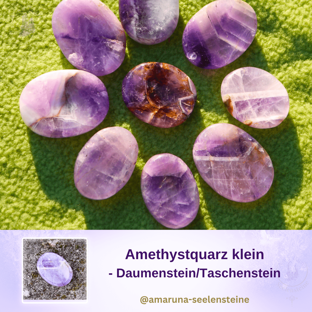 Kleine Amethyst Daumensteine – beruhigender Ruhestein für Kinder gegen Unruhe, Schulstress und Prüfungsangst