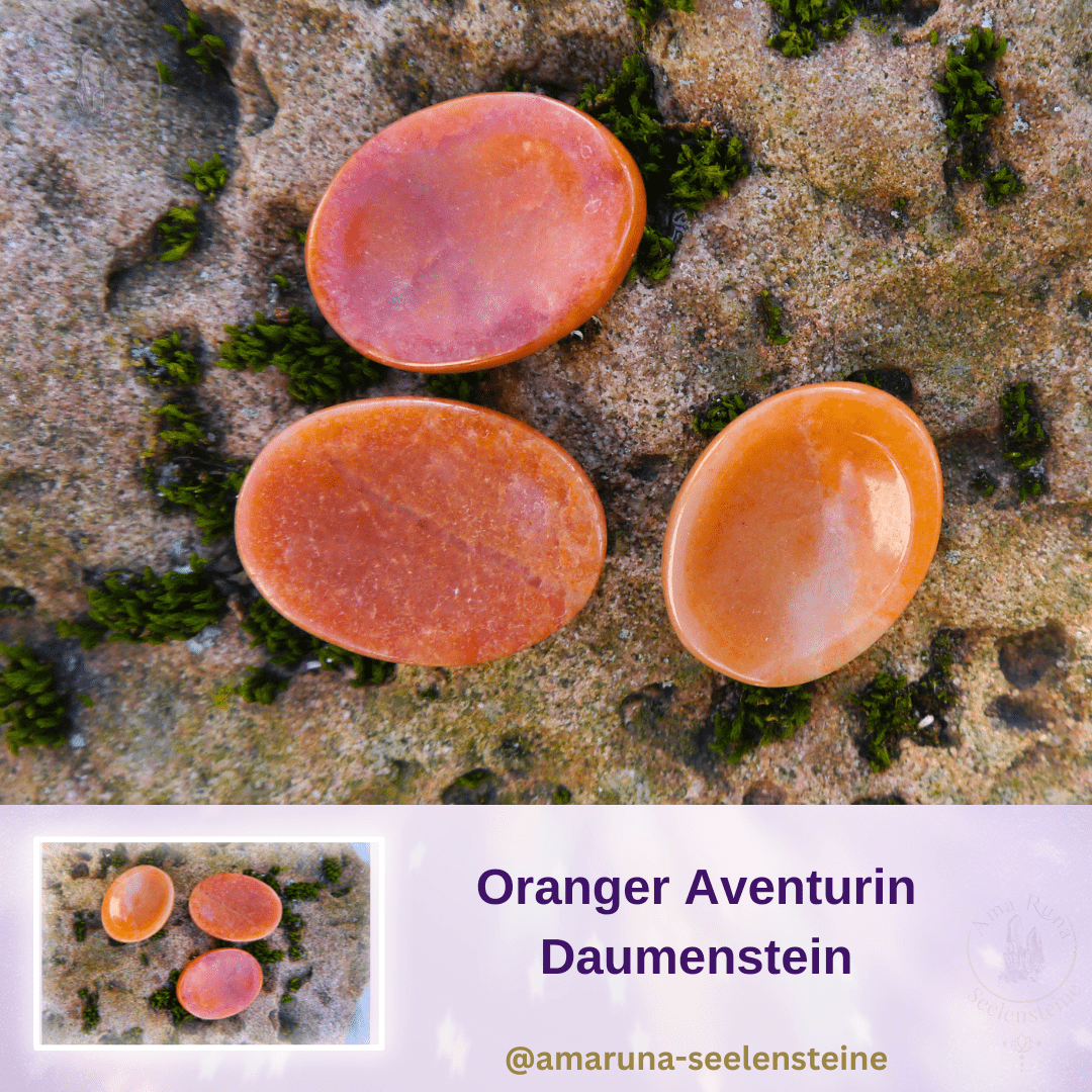 Warm-oranger Aventurin Daumenstein – fördert Lebensfreude, Kreativität und innere Wärme und hilft bei Antriebslosigkeit.