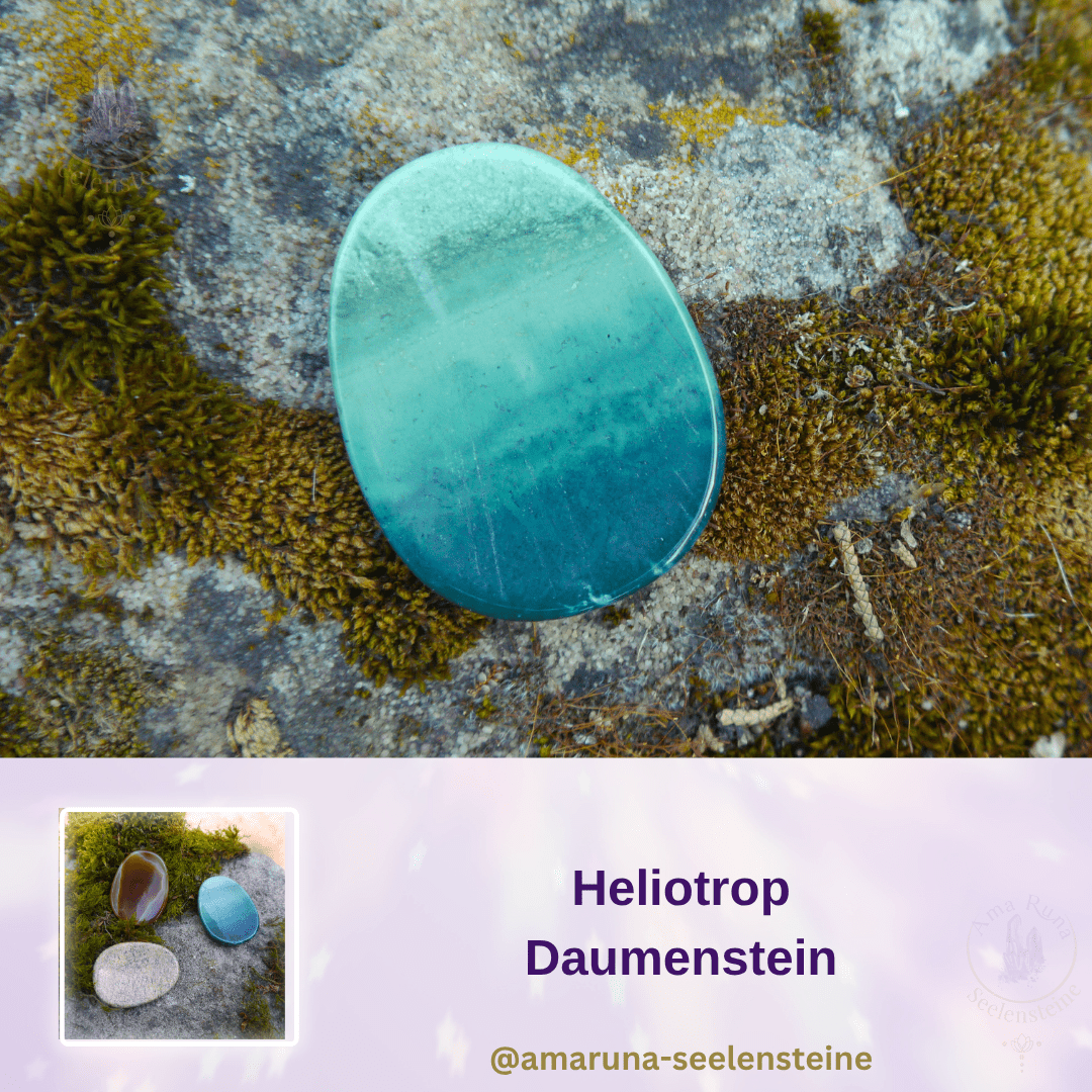 Tiefgrüner Heliotrop Daumenstein – fördert energetischen Schutz, innere Stärke und Abgrenzung, besonders hilfreich für hochsensible Menschen.