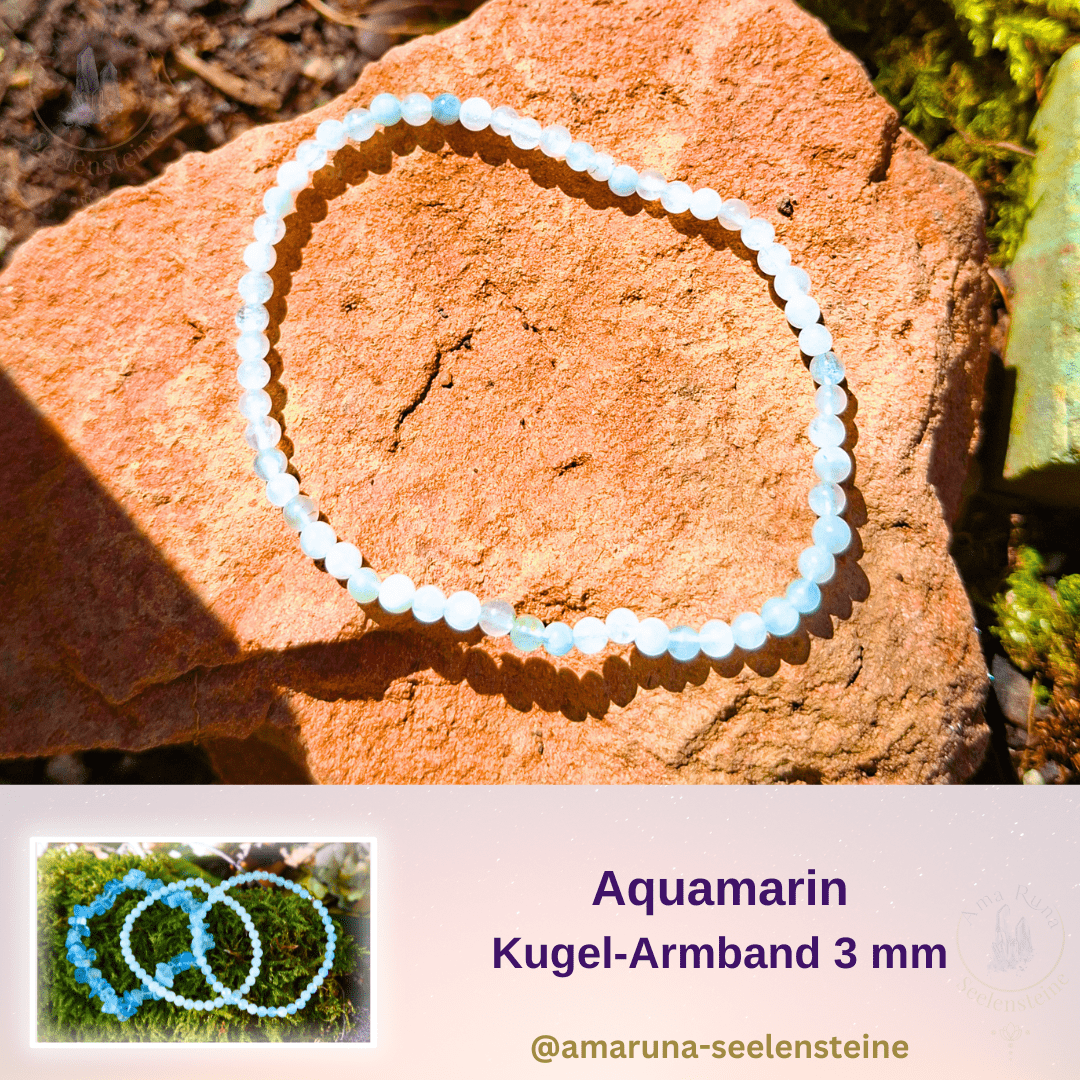 Aquamarin Kugel-Armband 3 mm