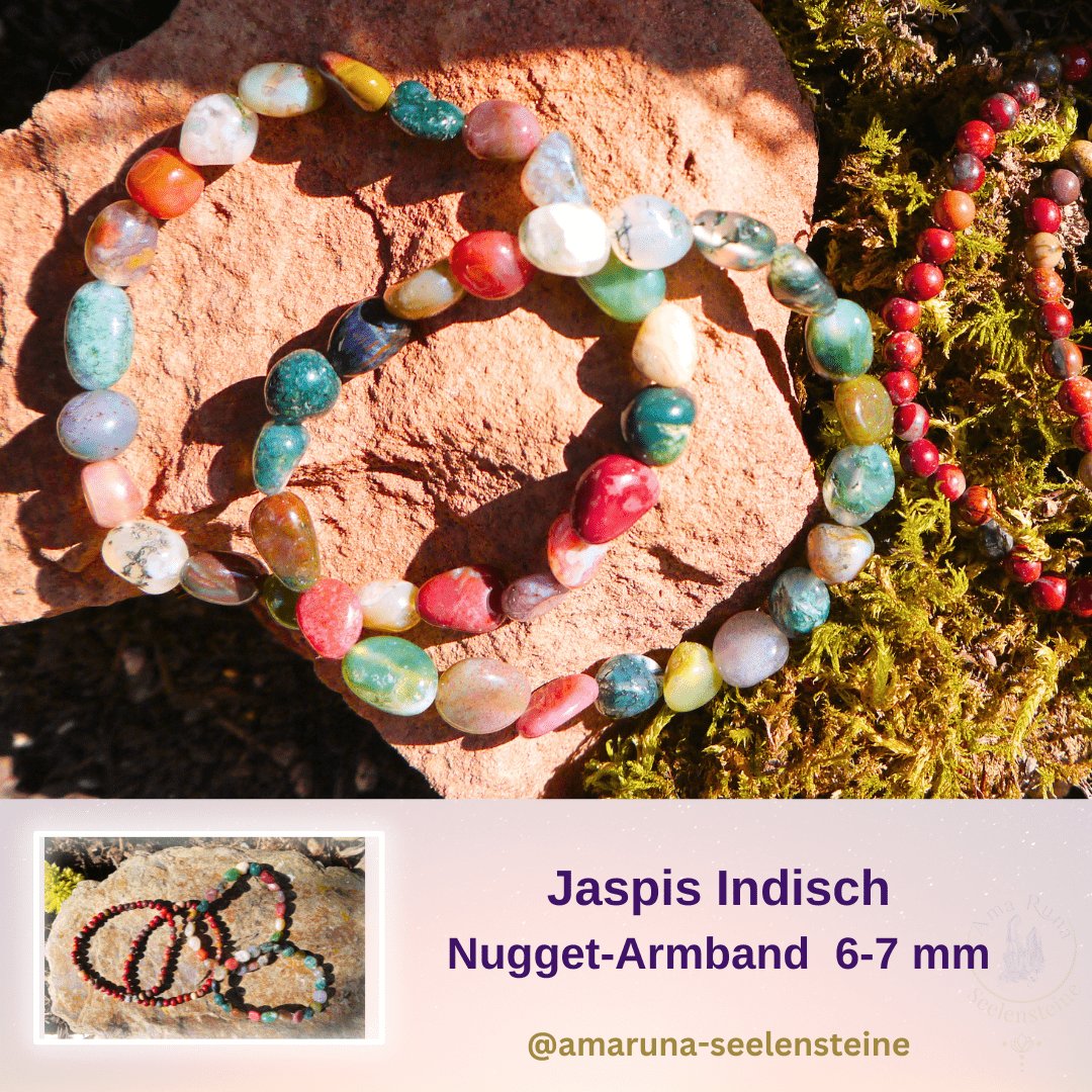 Jaspis Indisch Nugget-Armband 6-7 mm