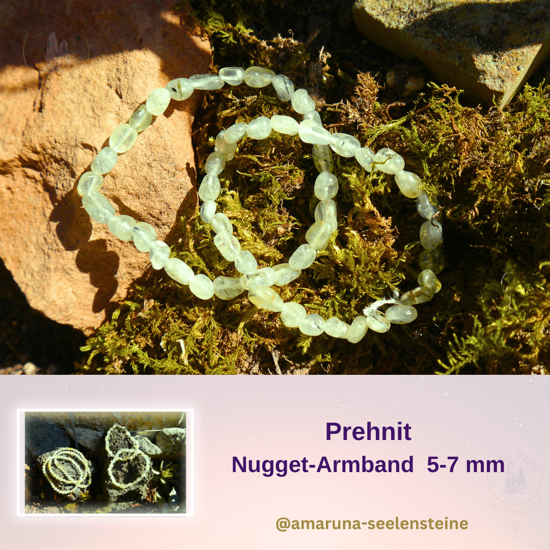 Prehnit Nugget-Armband 5-7 mm