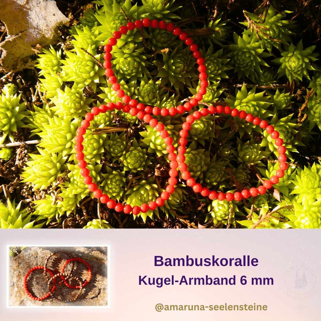 Bambuskoralle Kugel-Armband 6 mm