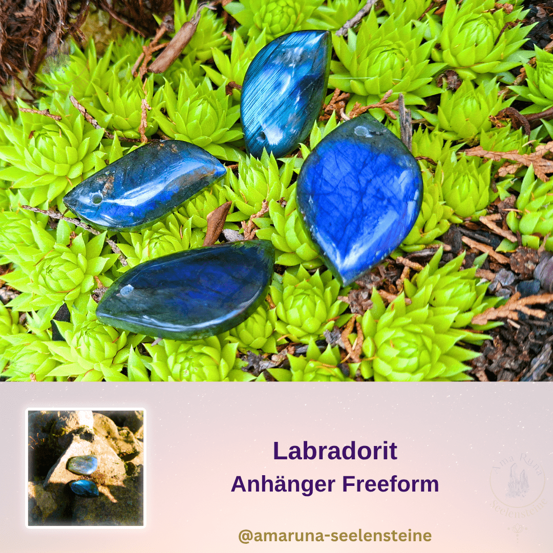 Labradorit Freeform Anhänger (grün mit blauen Einschlüssen)