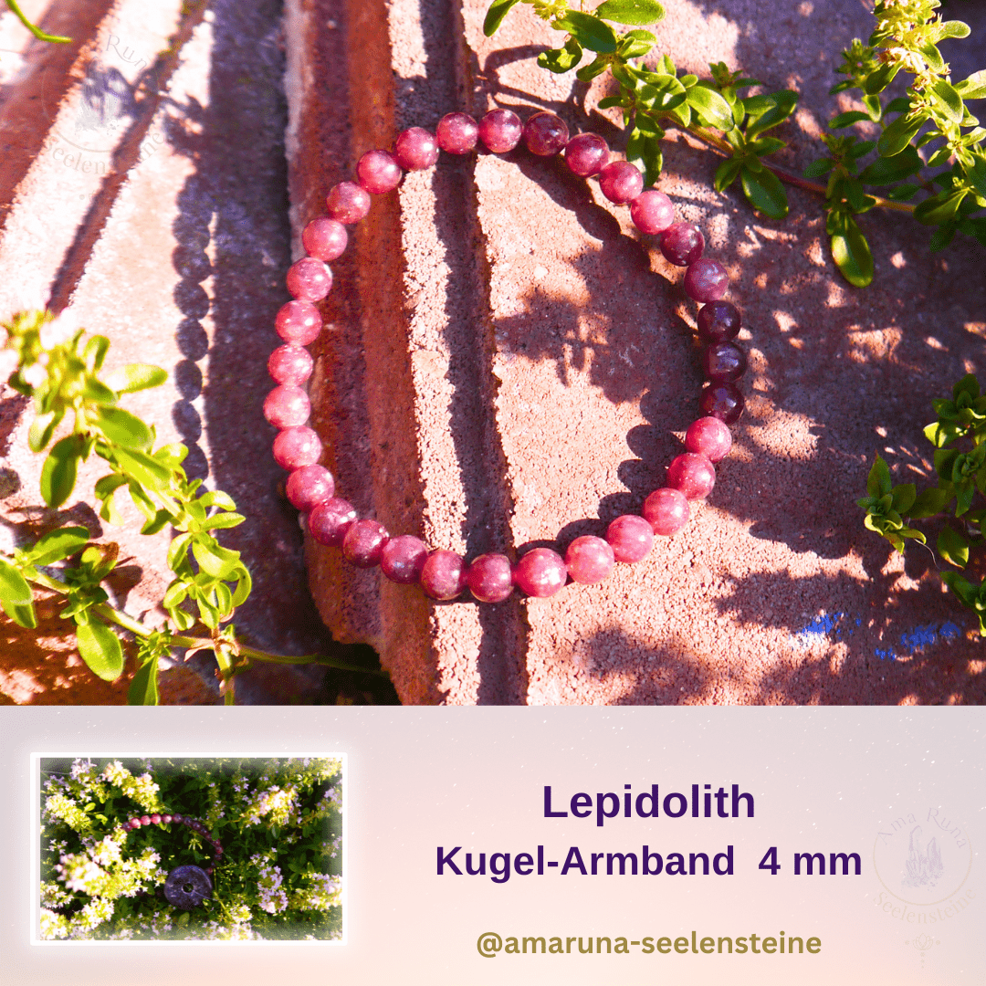 Lepidolith Kugel-Armband 4 mm