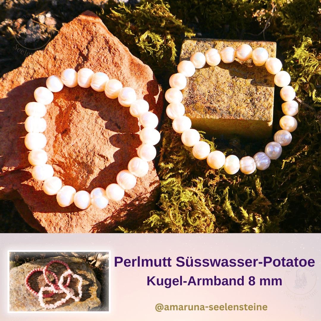 Perlmutt Süsswasser-Potatoe Kugel-Armband 8 mm