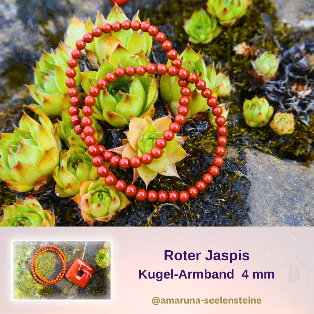 Roter Jaspis Kugel-Armband 4 mm