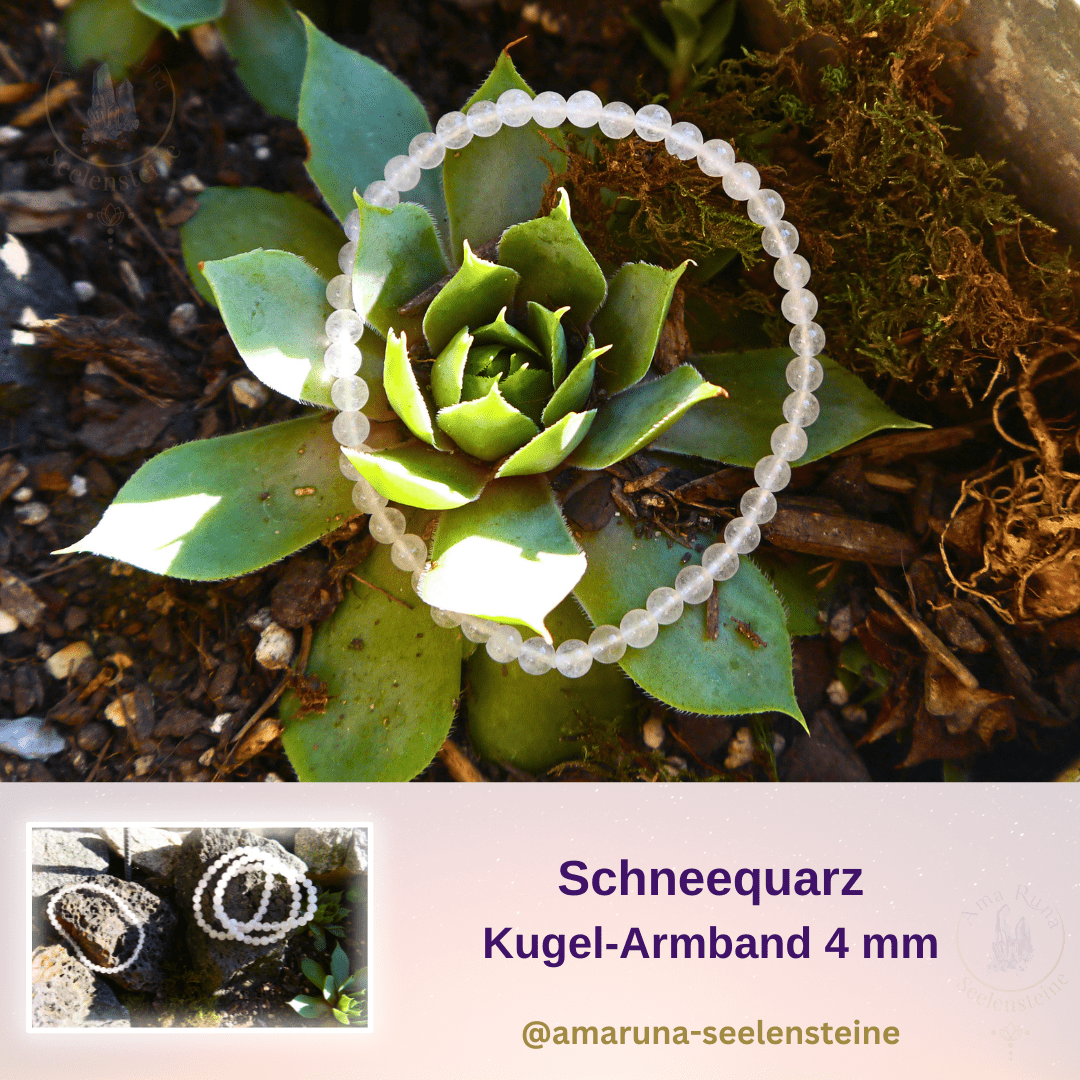 Schneequarz Kugel-Armband 4 mm