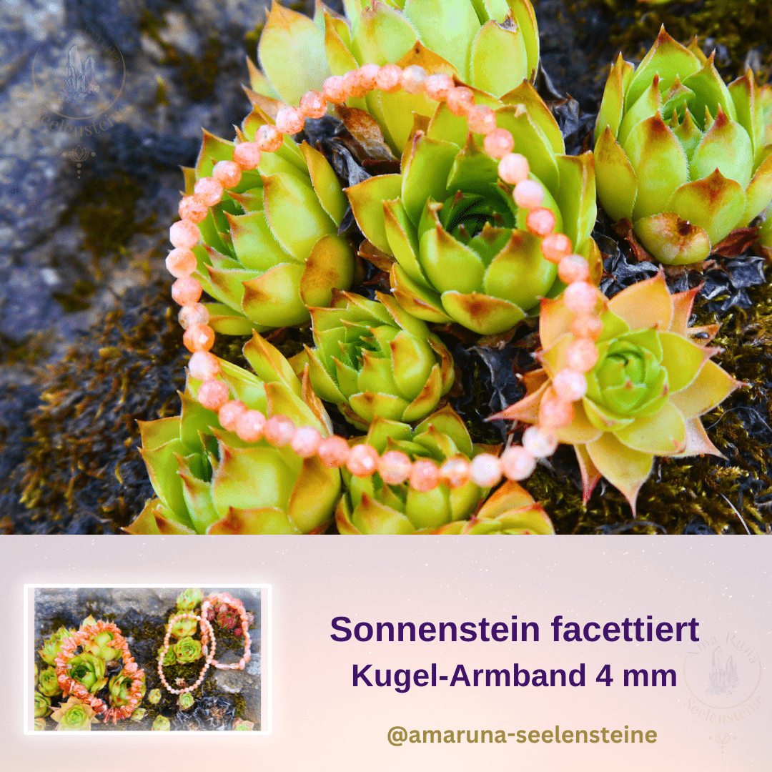 Sonnenstein facettiert Kugel-Armband 4 mm