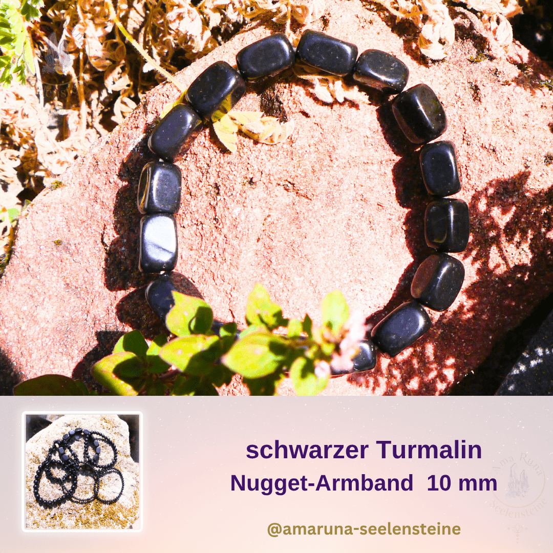 Schwarzer Turmalin Nugget-Armband 10 mm