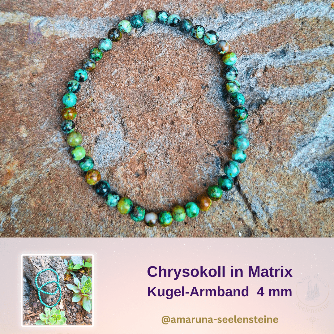 Chrysokoll Kugelarmband 4 mm in Matrix