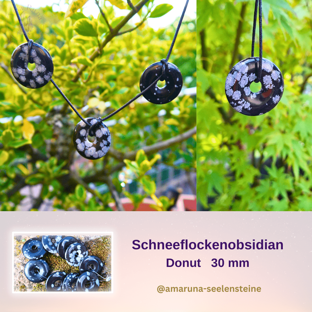 Schneeflockenobsidian-Donut (Pi-Scheibe) 30 mm von AmaRuna Seelensteine – klarer Seelenstein-Donut für innere Ruhe und Klarheit